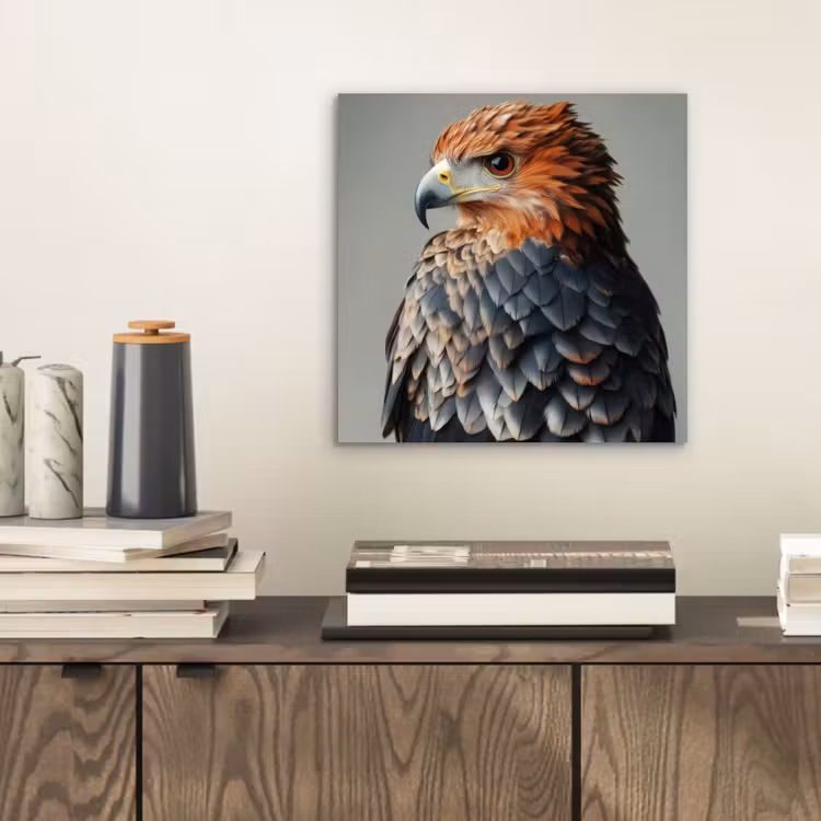 Vogel - Realistisch - Veren - Bruin aluminium wit klein -sfeer1