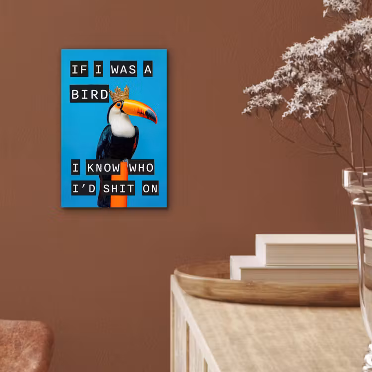 Vogel - Toekan - Blauw - Quotes aluminium wit klein -sfeer4