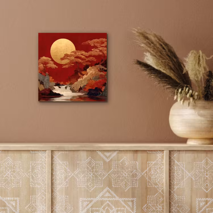 Volle maan - Landschap - Waterval aluminium wit klein -sfeer4