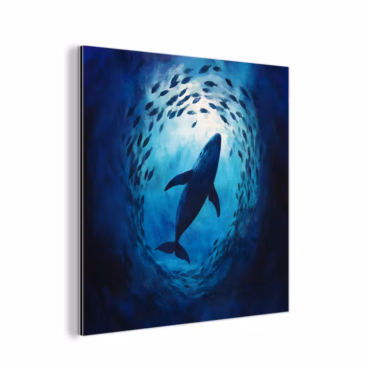 Walvis - Vissen - Donkerblauw aluminium wit klein -3d