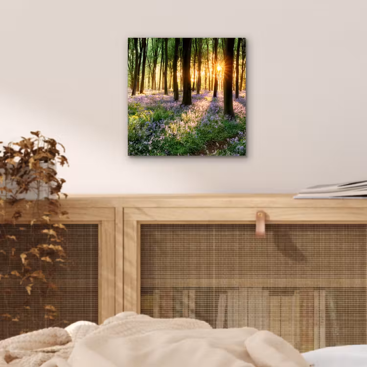 Bos - Bloemen - Lavendel - Zon - Paars - Natuur aluminium wit klein -sfeer3