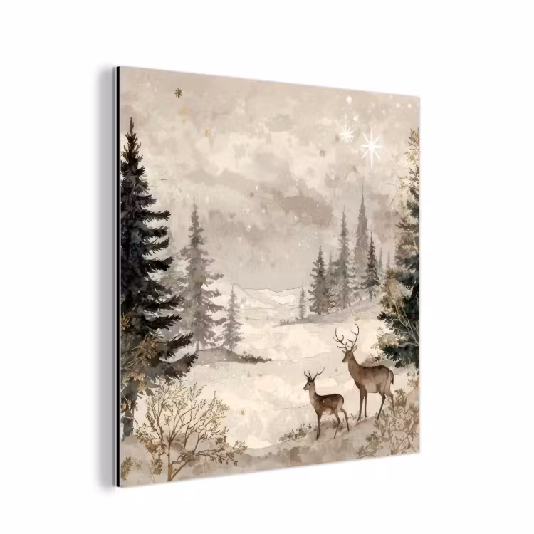 Bos - Herten - Winter - Sneeuw aluminium wit klein -3d