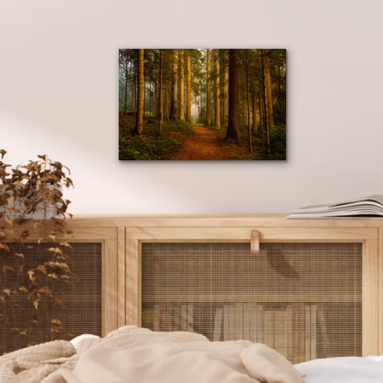 Bos - Natuur - Bomen - Landschap - Bladeren aluminium wit klein -sfeer3