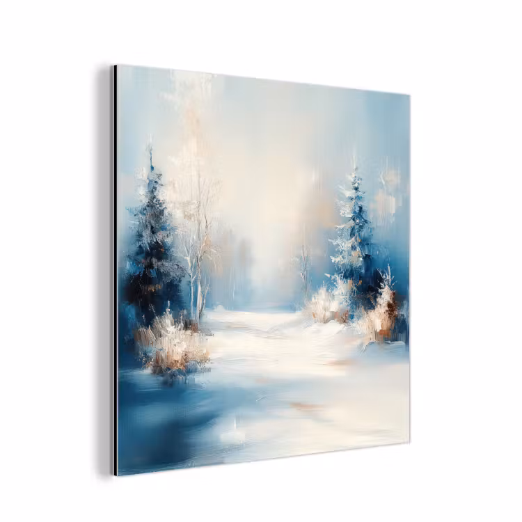 Bos - Winter - Natuur - Abstract - Sneeuw aluminium wit klein -3d