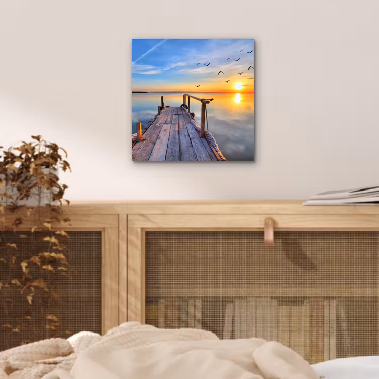 Water - Steiger - Vogels - Zonsondergang - Horizon aluminium wit klein -sfeer3