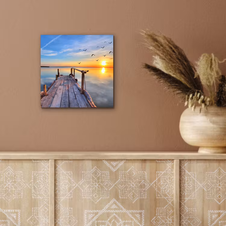 Water - Steiger - Vogels - Zonsondergang - Horizon aluminium wit klein -sfeer4
