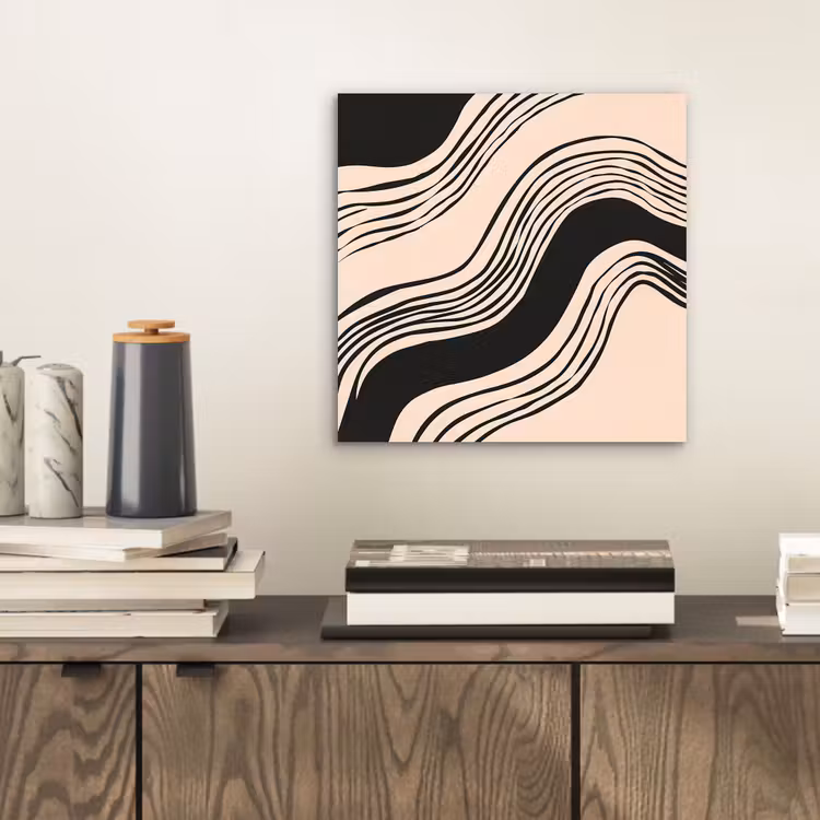 Golven - Zwart - Zandkleur aluminium wit klein -sfeer1