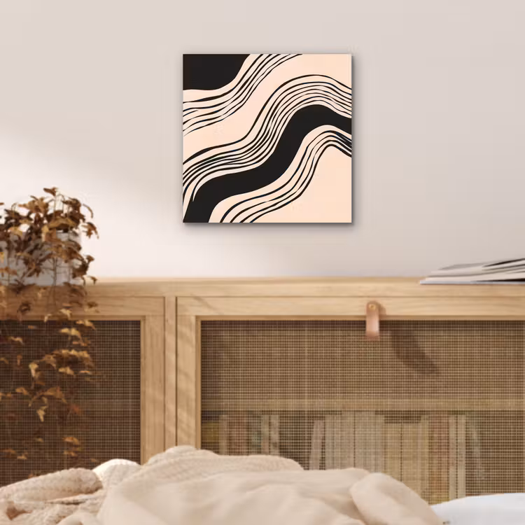 Golven - Zwart - Zandkleur aluminium wit klein -sfeer3