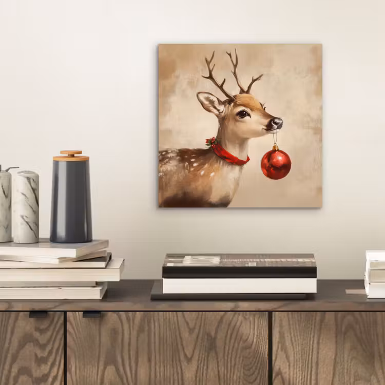 Kerst - Hert - Gewei - Kerstbal - Rendier aluminium wit klein -sfeer1