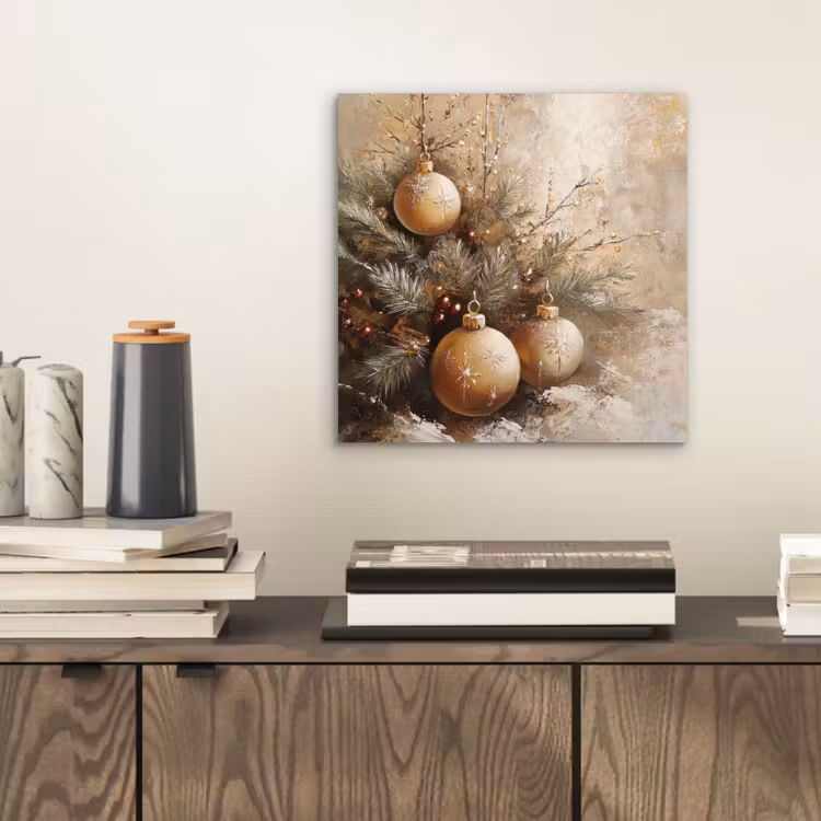 Kerst - Kerstballen - Beige - Goud aluminium wit klein -sfeer1