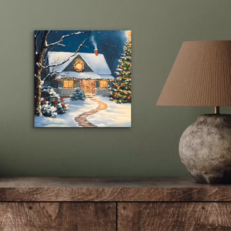 Kerst - Kerstboom - Winter - Huis - Sneeuw aluminium wit klein -sfeer2