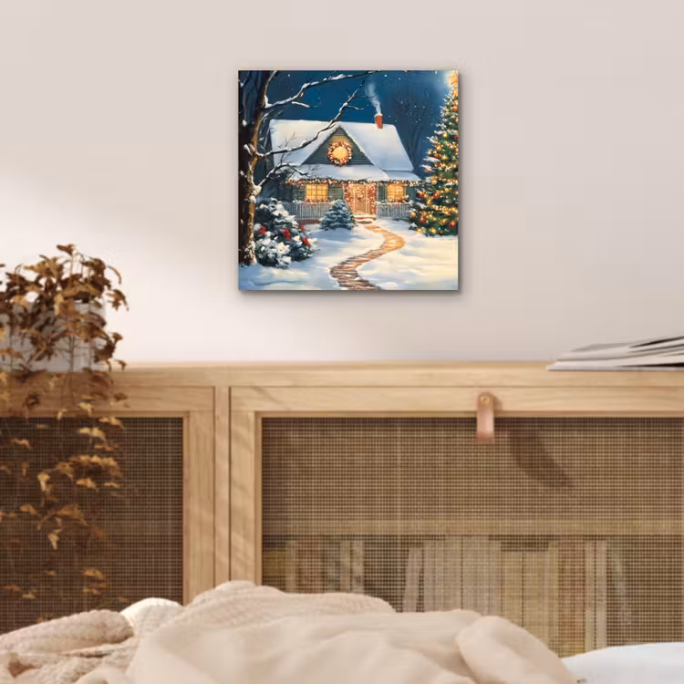 Kerst - Kerstboom - Winter - Huis - Sneeuw aluminium wit klein -sfeer3