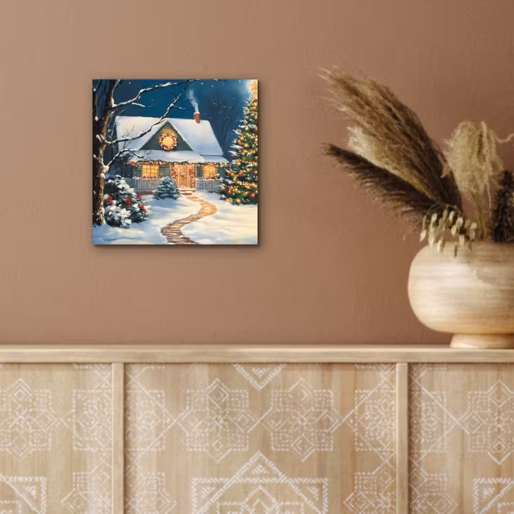 Kerst - Kerstboom - Winter - Huis - Sneeuw aluminium wit klein -sfeer4