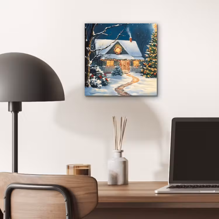 Kerst - Kerstboom - Winter - Huis - Sneeuw aluminium wit klein -sfeer5