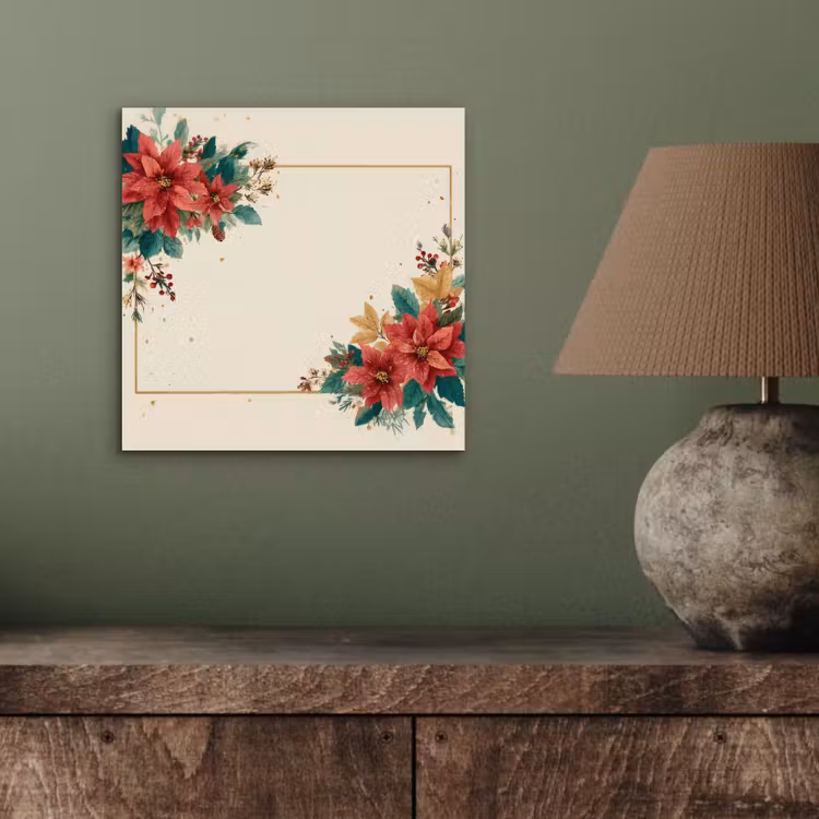 Kerst - Poinsettia - Omlijsting - Kleurrijk aluminium wit klein -sfeer2