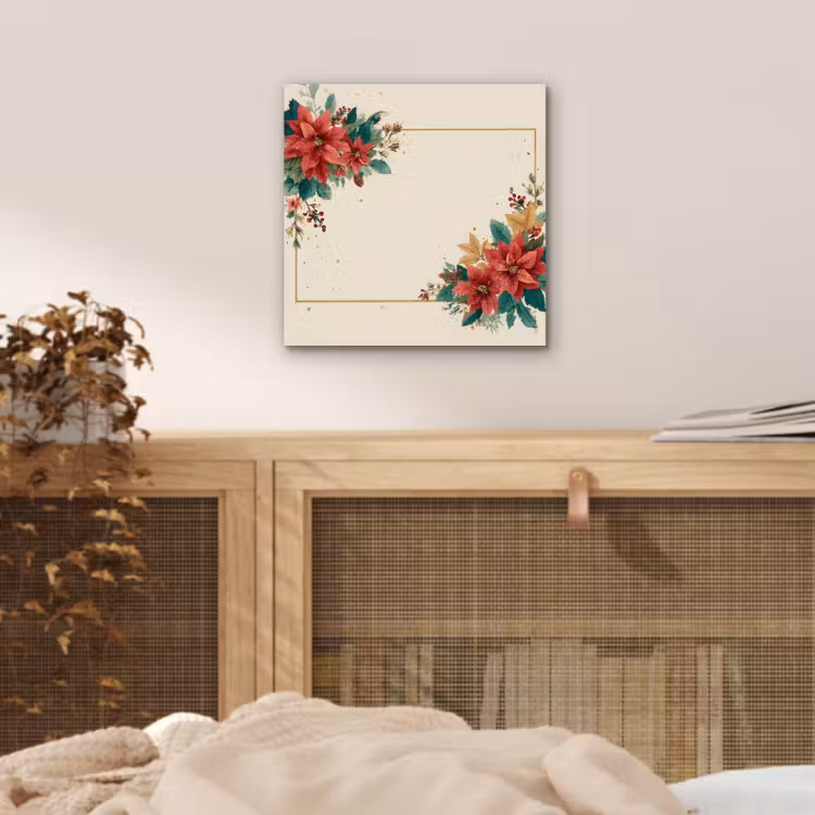 Kerst - Poinsettia - Omlijsting - Kleurrijk aluminium wit klein -sfeer3