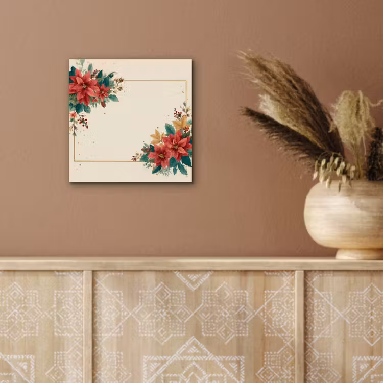 Kerst - Poinsettia - Omlijsting - Kleurrijk aluminium wit klein -sfeer4