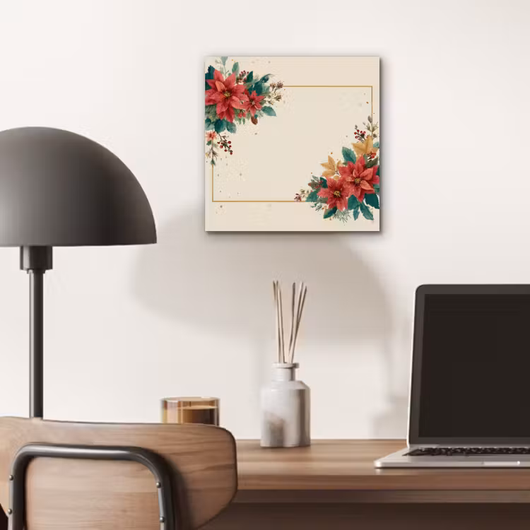 Kerst - Poinsettia - Omlijsting - Kleurrijk aluminium wit klein -sfeer5