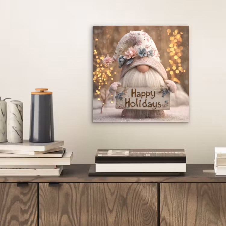 Kerst - Gnome - Bord - Kleurrijk aluminium wit klein -sfeer1