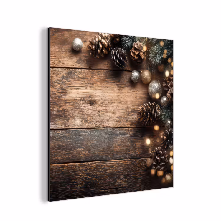 Kersthoekdecoratie - Dennenappels - Lichtjes aluminium wit klein -3d