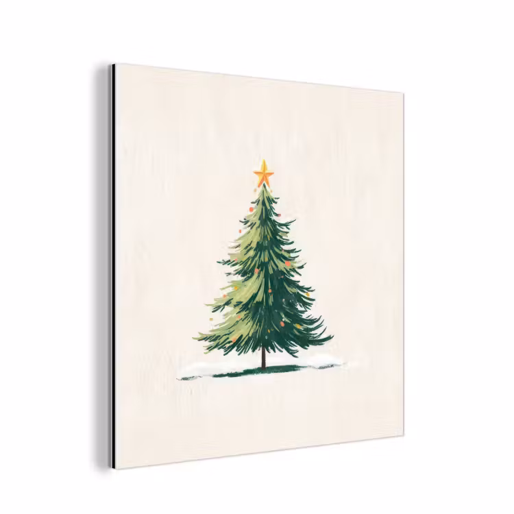 Kerstboom - Illustratie - Ster - Sneeuw aluminium wit klein -3d