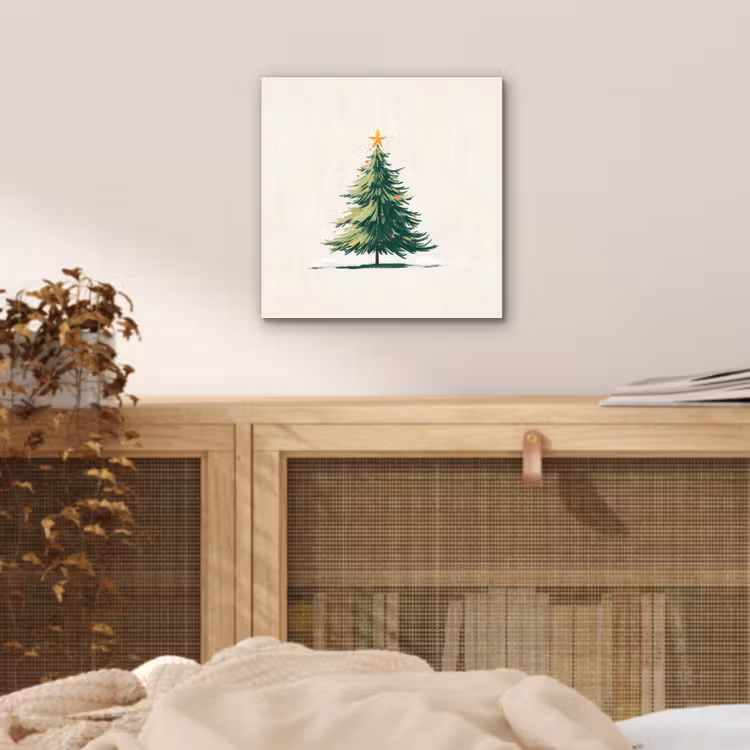 Kerstboom - Illustratie - Ster - Sneeuw aluminium wit klein -sfeer3