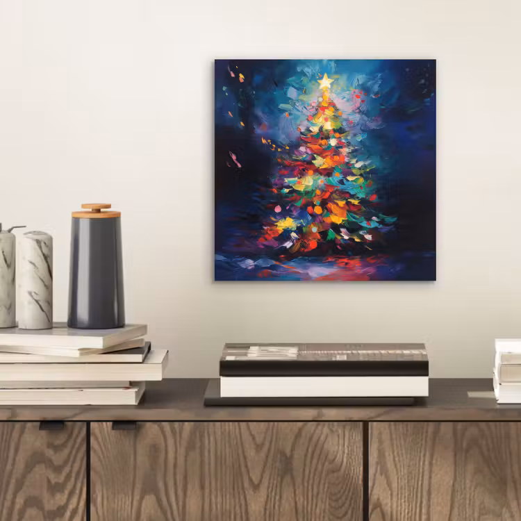 Kerstboom - Kerst - Abstract - Kleurrijk aluminium wit klein -sfeer1
