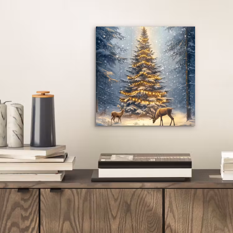 Kerstlicht - Woud - Hert - Donker aluminium wit klein -sfeer1