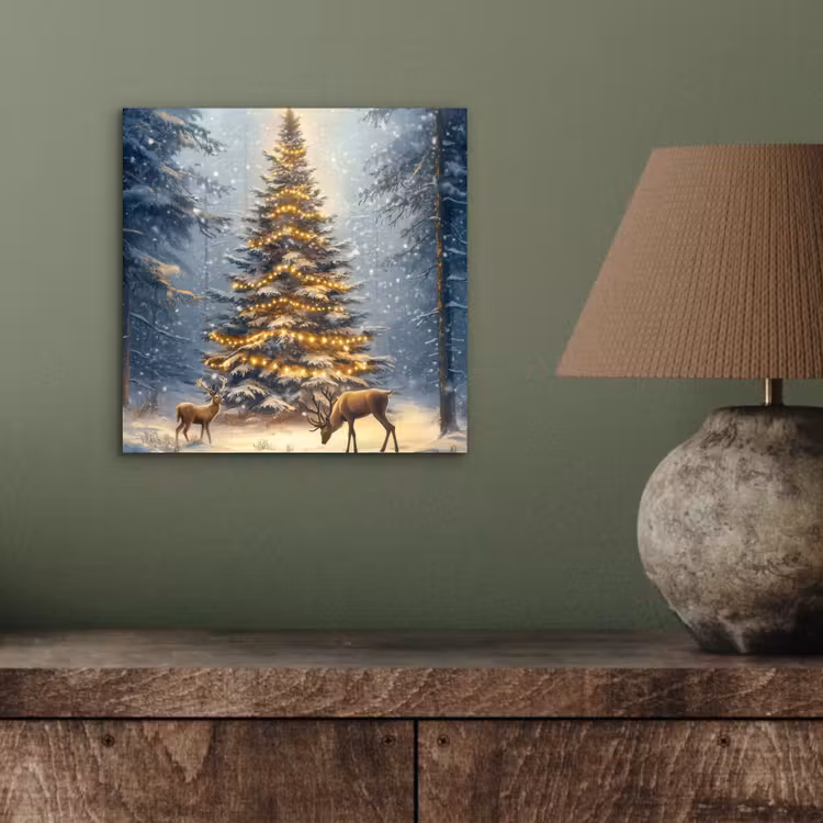 Kerstlicht - Woud - Hert - Donker aluminium wit klein -sfeer2