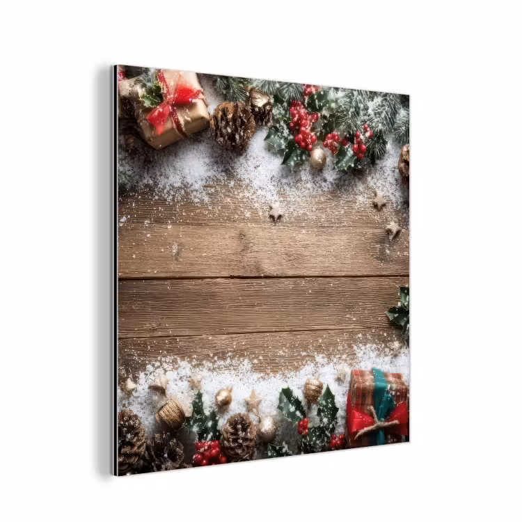 Kerstdecoratie - Geschenken - Hout - Veelkleurig aluminium wit klein -3d
