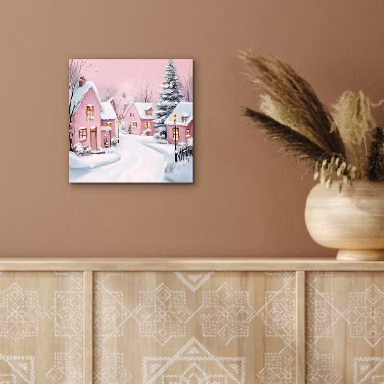 Kerstdorp - Roze - Winter - Sneeuw - Huizen aluminium wit klein -sfeer4