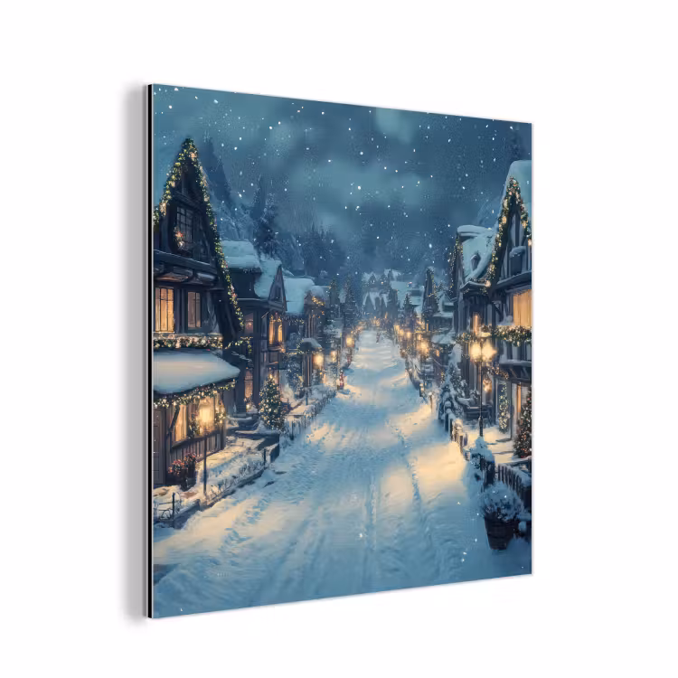 Kerstdorp - Kerst - Sneeuw - Winter aluminium wit klein -3d