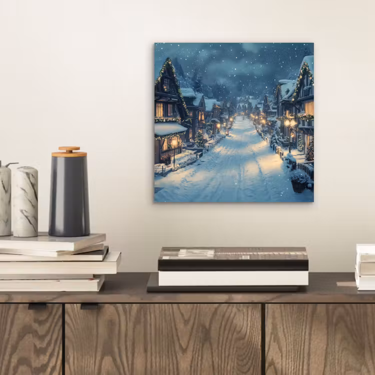 Kerstdorp - Kerst - Sneeuw - Winter aluminium wit klein -sfeer1