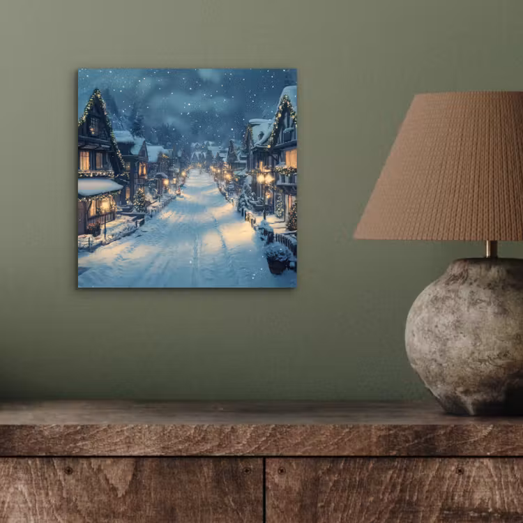 Kerstdorp - Kerst - Sneeuw - Winter aluminium wit klein -sfeer2