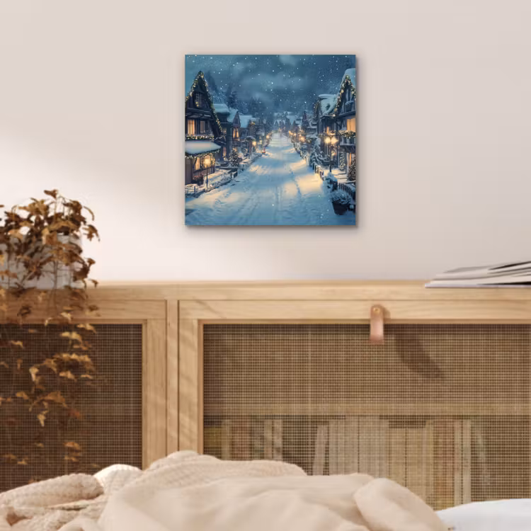 Kerstdorp - Kerst - Sneeuw - Winter aluminium wit klein -sfeer3