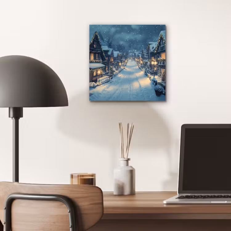 Kerstdorp - Kerst - Sneeuw - Winter aluminium wit klein -sfeer5