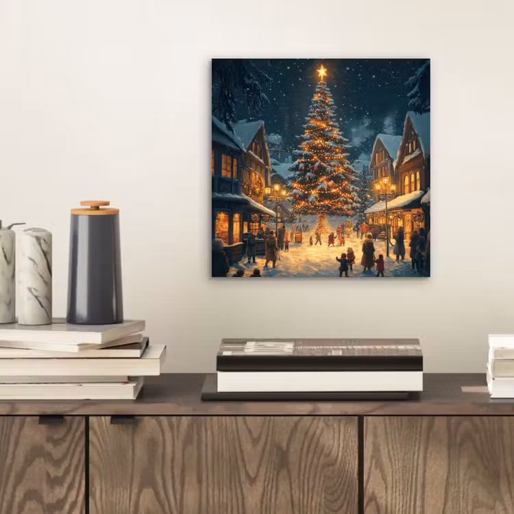 Kerstfeest - Dorp - Donker aluminium wit klein -sfeer1