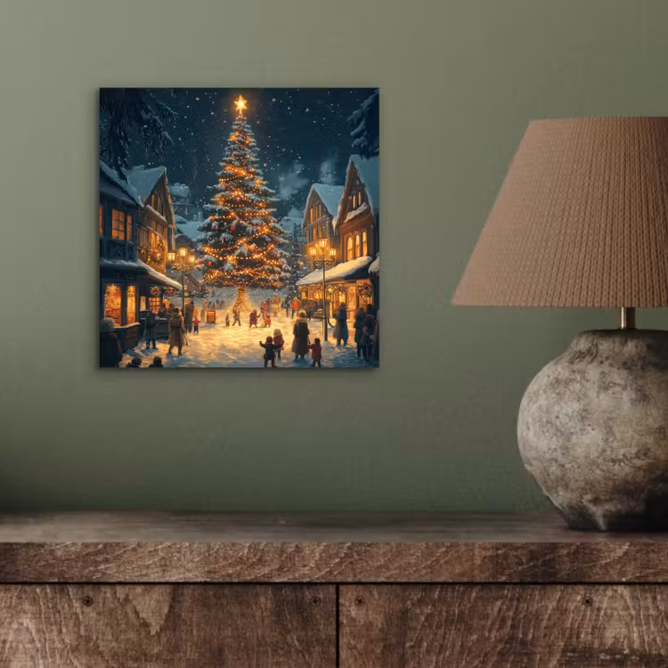 Kerstfeest - Dorp - Donker aluminium wit klein -sfeer2