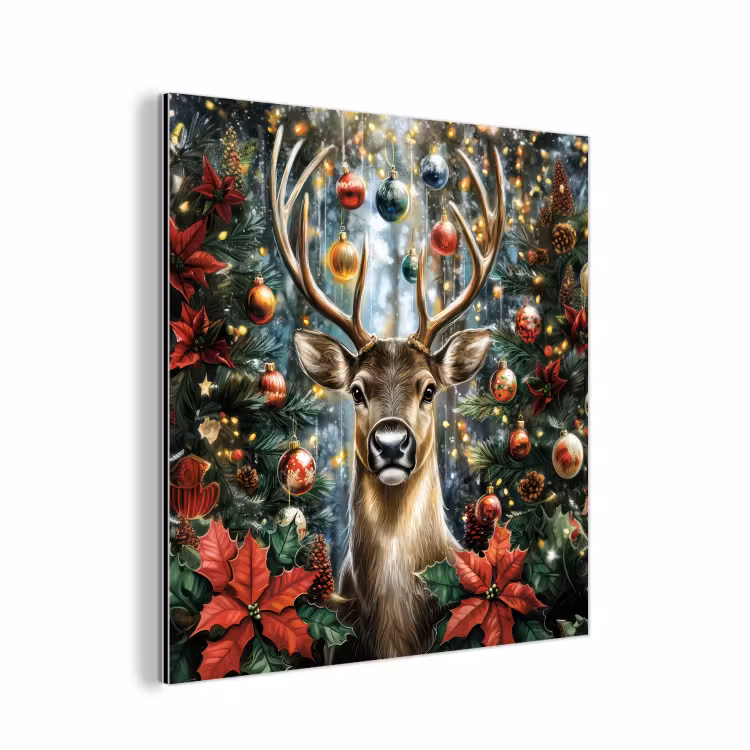 Kerstfeest - Dennenbos - Rood aluminium wit klein -3d