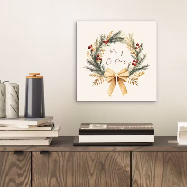 Kerstkrans - Kerst - Goud - Beige aluminium wit klein -sfeer1