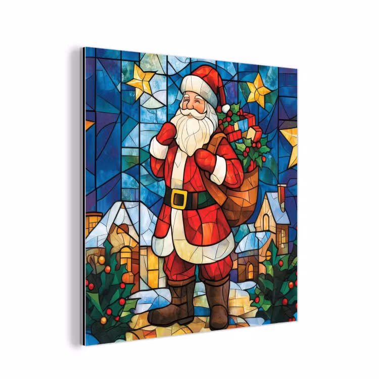 Kerstman - Glas - Kleurrijk aluminium wit klein -3d