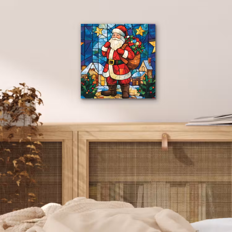 Kerstman - Glas - Kleurrijk aluminium wit klein -sfeer3