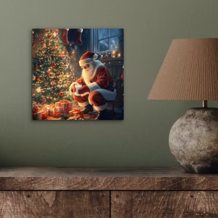 Kerstman - Haard - Donker aluminium wit klein -sfeer2