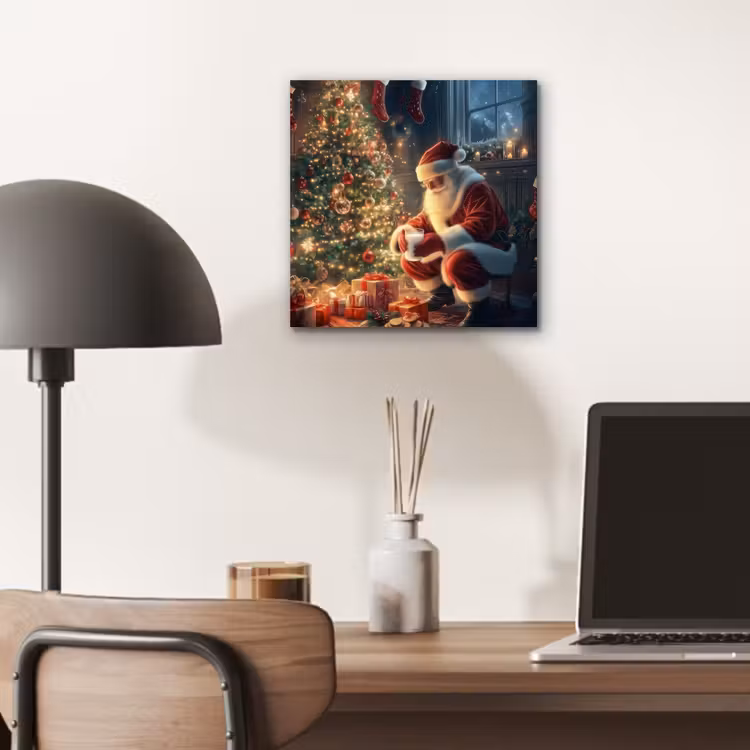 Kerstman - Haard - Donker aluminium wit klein -sfeer5