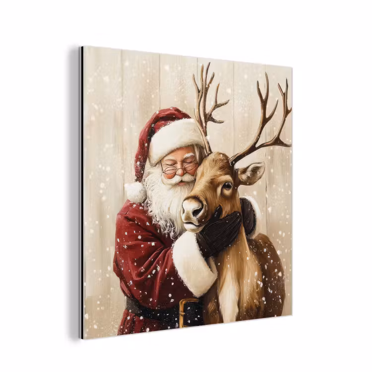Kerstman - Rendier - Sneeuw - Kleurrijk aluminium wit klein -3d