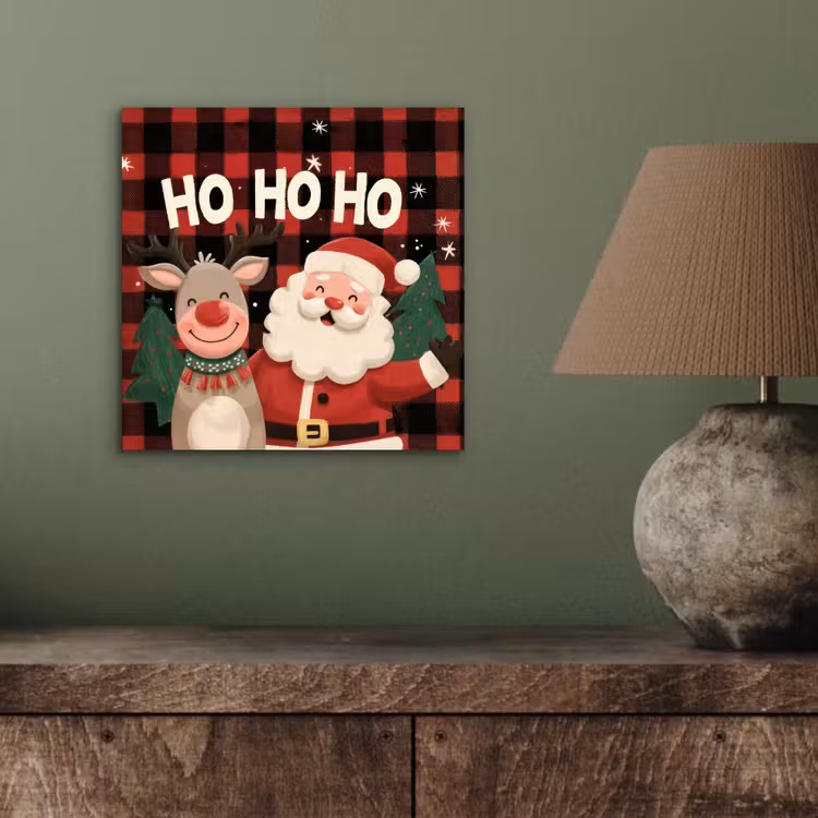 Kerstman - Rendier - Tekst - Rood - Zwart aluminium wit klein -sfeer2