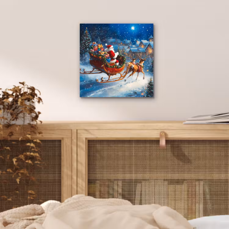 Kerstman - Rendier - Kerst - Sneeuw aluminium wit klein -sfeer3