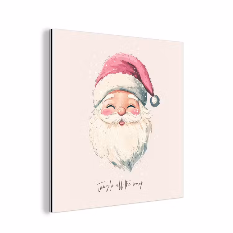Kerstman - Kerst - Quote - Beige aluminium wit klein -3d