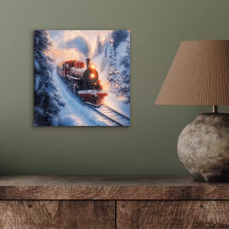 Kersttrein - Sneeuw - Winter - Kerst aluminium wit klein -sfeer2
