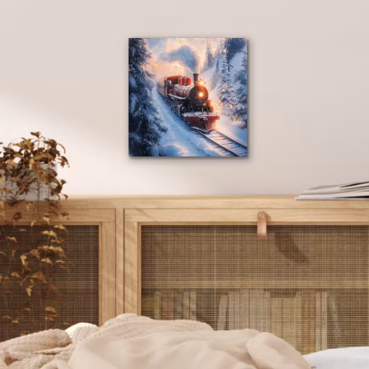 Kersttrein - Sneeuw - Winter - Kerst aluminium wit klein -sfeer3